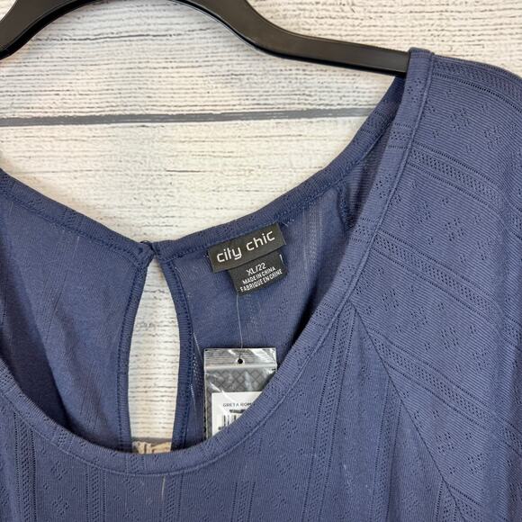 City Chic Plus Size Blue Greta Lounge Lightweight Romper Size 22 - Picture 8 of 8